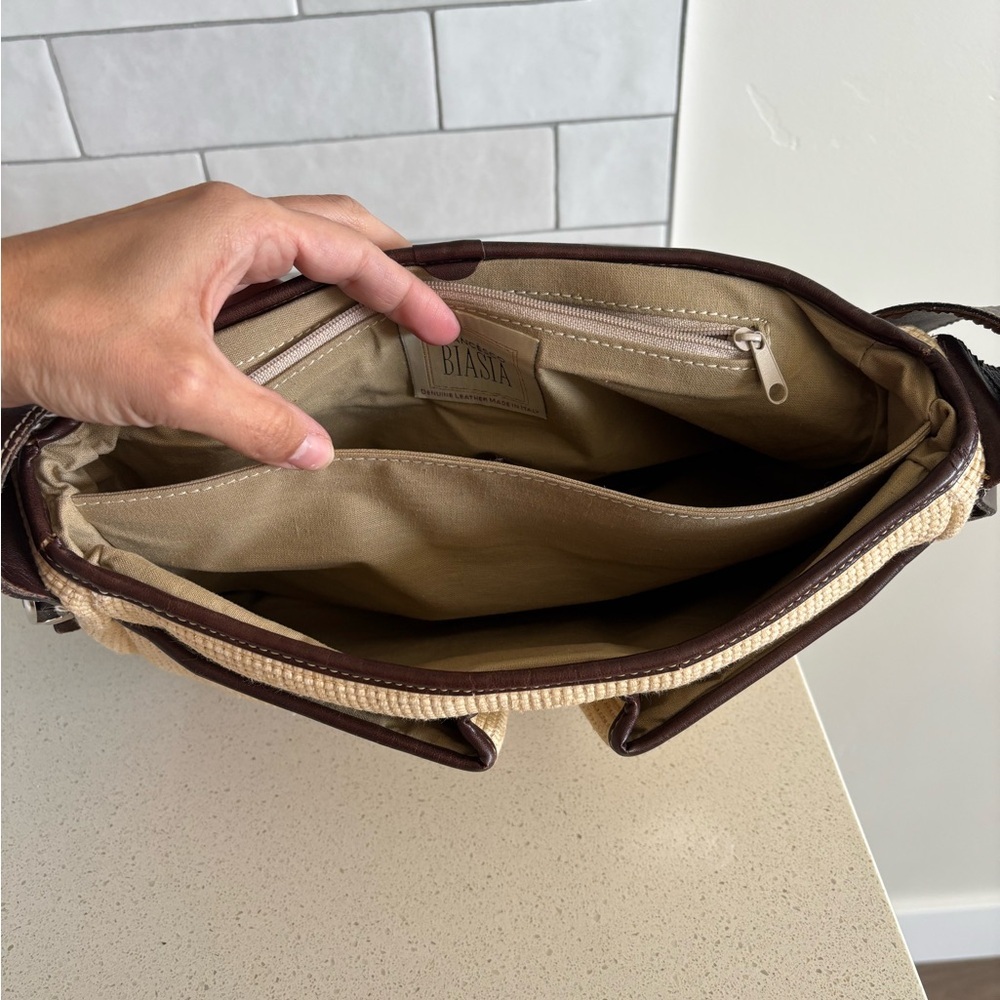 Vintage Francesco Biasia Women’s Shoulder Bag Brown Leather Cream EUC - Picture 7 of 12